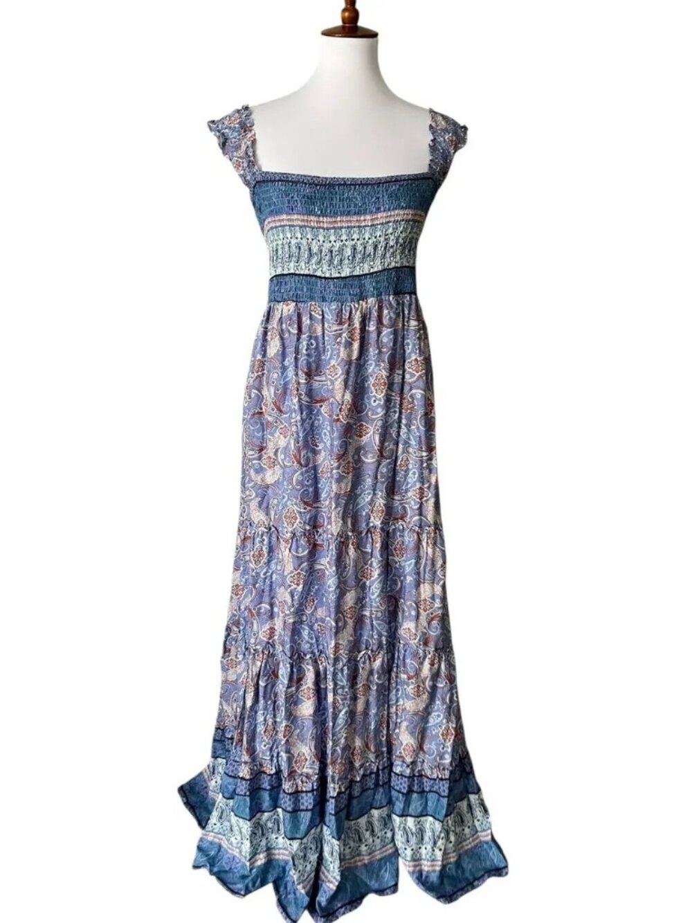 Davi & Dani Womens Plus Size Maxi Dress 3X Fall Boho Tiered Flowy Cottage Prarie